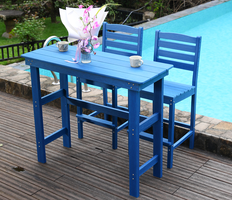 Vibrant Blue Social HDPE Bar Dining Set