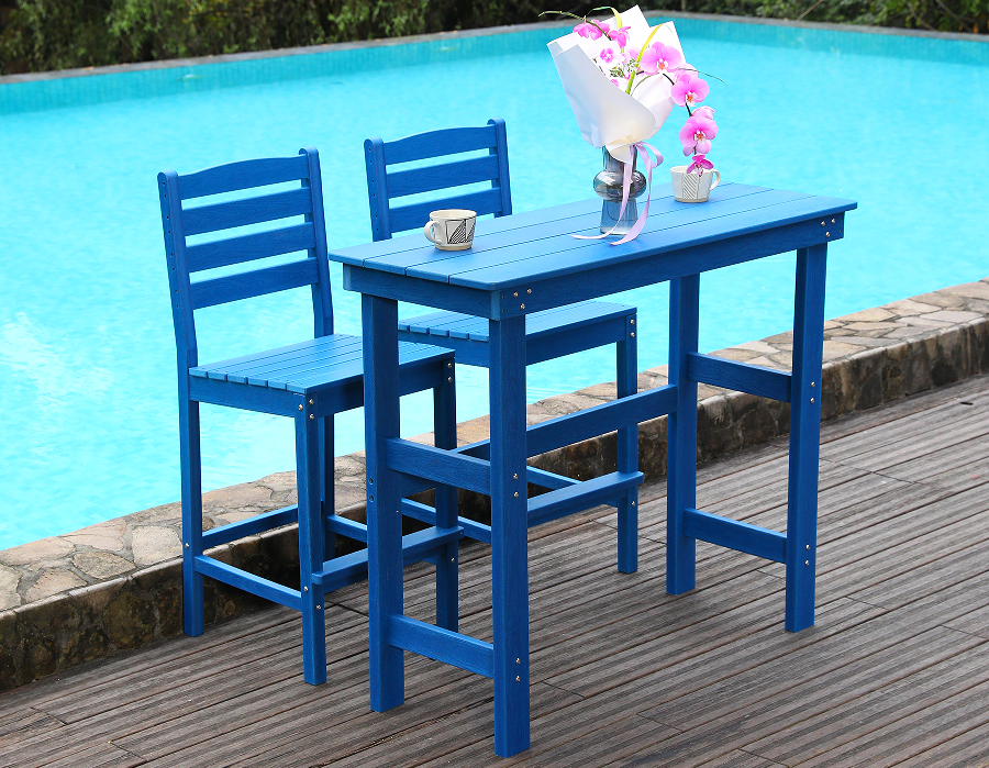 Vibrant Blue Social HDPE Bar Dining Set
