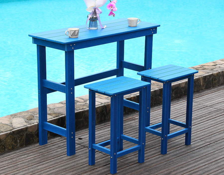 Coastal Blue HDPE High-Top Bar Dining Set