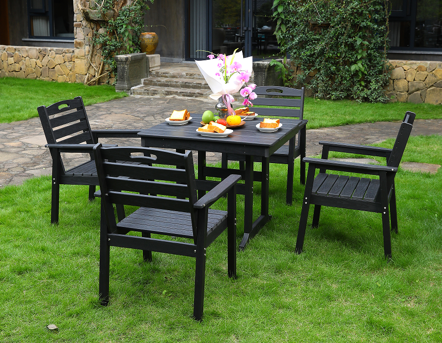 Nigrum HDPE IV-Piece Square Dining cum Horizontali Backrest