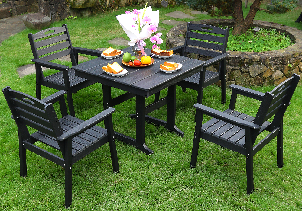 Nigrum HDPE IV-Piece Square Dining cum Horizontali Backrest