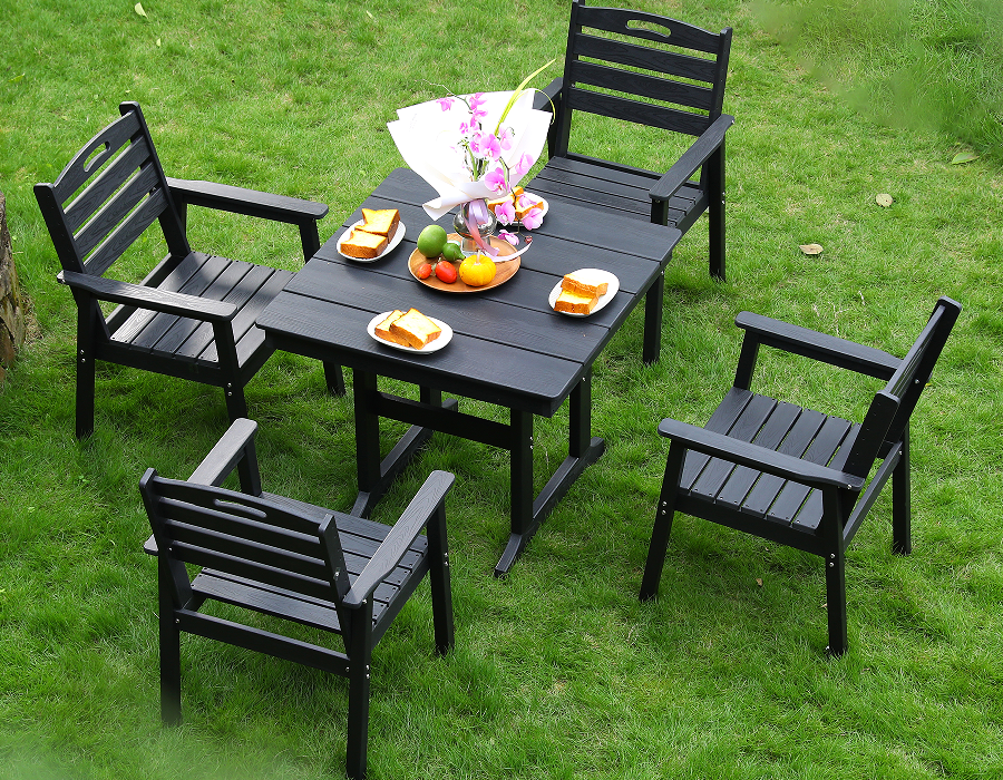 Nigrum HDPE IV-Piece Square Dining cum Horizontali Backrest