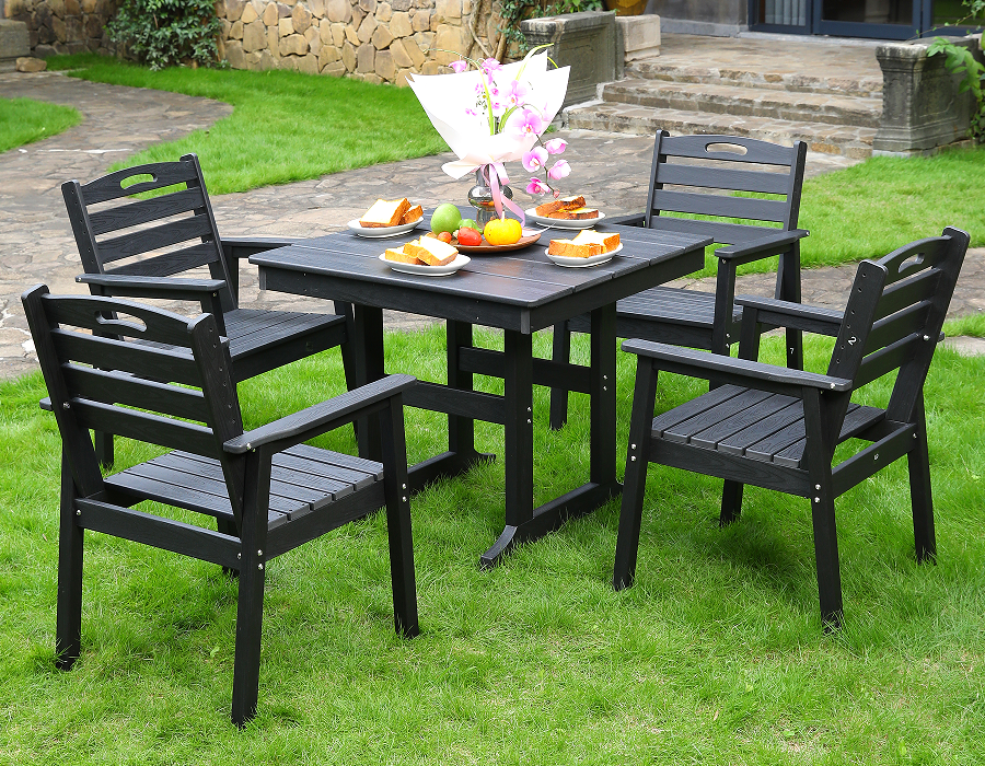 Nigrum HDPE IV-Piece Square Dining cum Horizontali Backrest