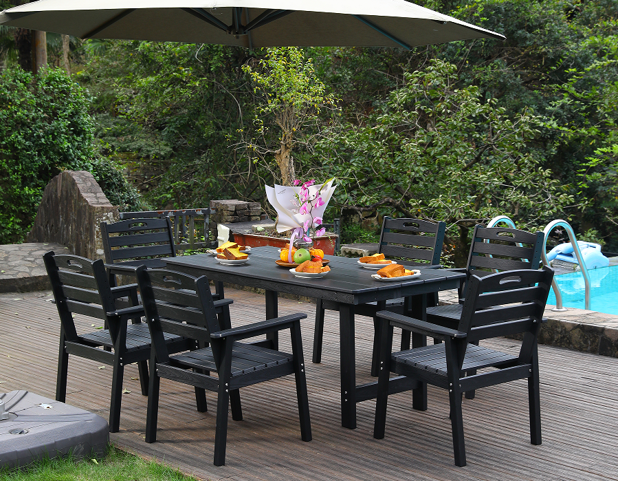 Nigrum HDPE VI-Pice Outdoor Dining cum Horizontali Backrest