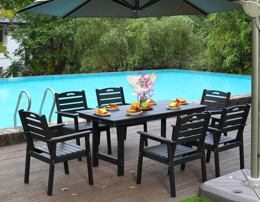 Nigrum HDPE VI-Pice Outdoor Dining cum Horizontali Backrest