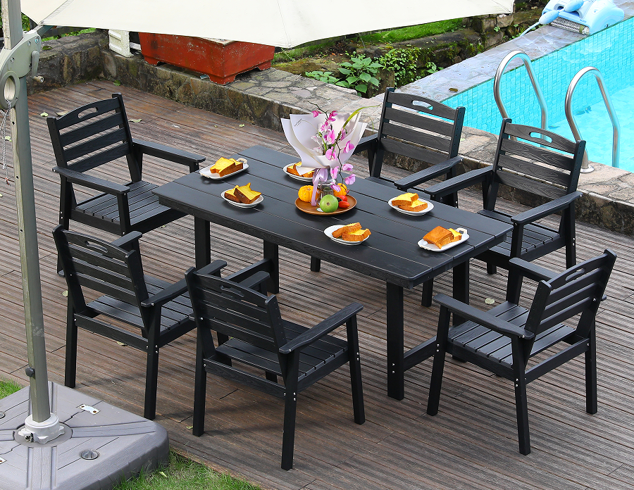 Nigrum HDPE VI-Pice Outdoor Dining cum Horizontali Backrest