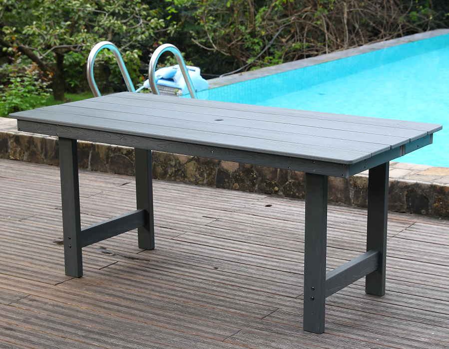 Grey HDPE Rectangularis Outdoor Tabula