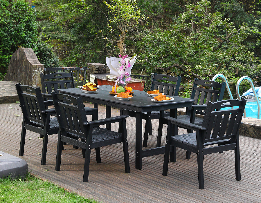 Nigrum HDPE VI-Pice Outdoor Dining Set cum Verticali Backrest