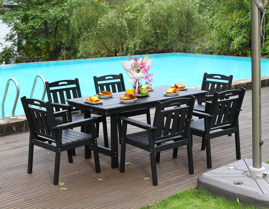 Nigrum HDPE VI-Pice Outdoor Dining Set cum Verticali Backrest
