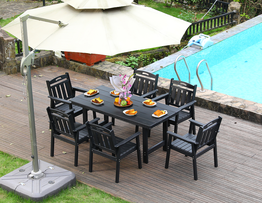 Nigrum HDPE VI-Pice Outdoor Dining Set cum Verticali Backrest