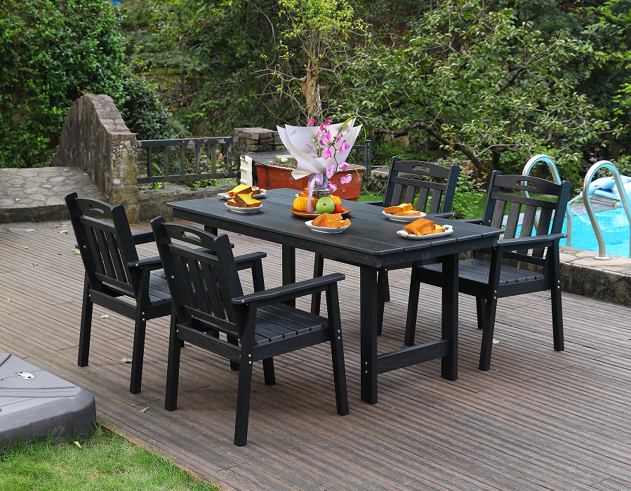Nigrum HDPE IV-Pice Outdoor Dining Set cum verticali Backrest