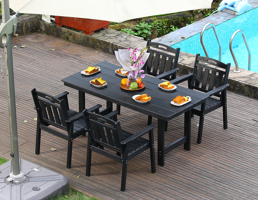Nigrum HDPE IV-Pice Outdoor Dining Set cum verticali Backrest