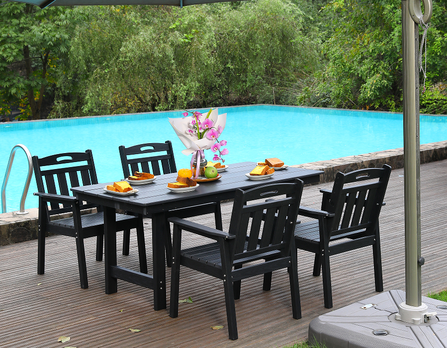 Nigrum HDPE IV-Pice Outdoor Dining Set cum verticali Backrest
