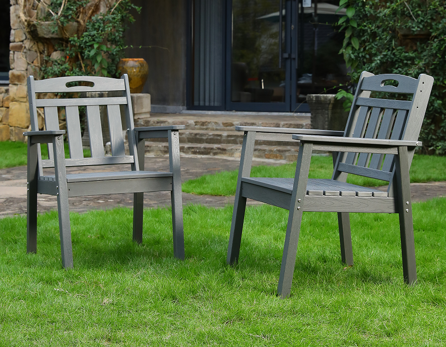 Rasa Grey 2-Pack Upright HDPE Adirondack Dining Chair