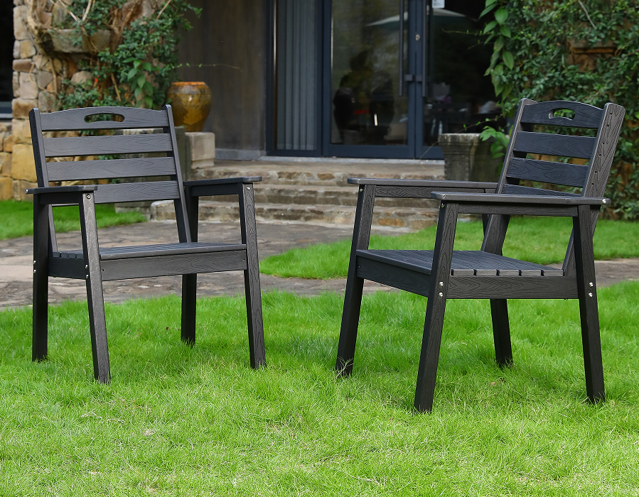 Black 2-Pack Cross Back HDPE Adirondack Triclinium Cathedra