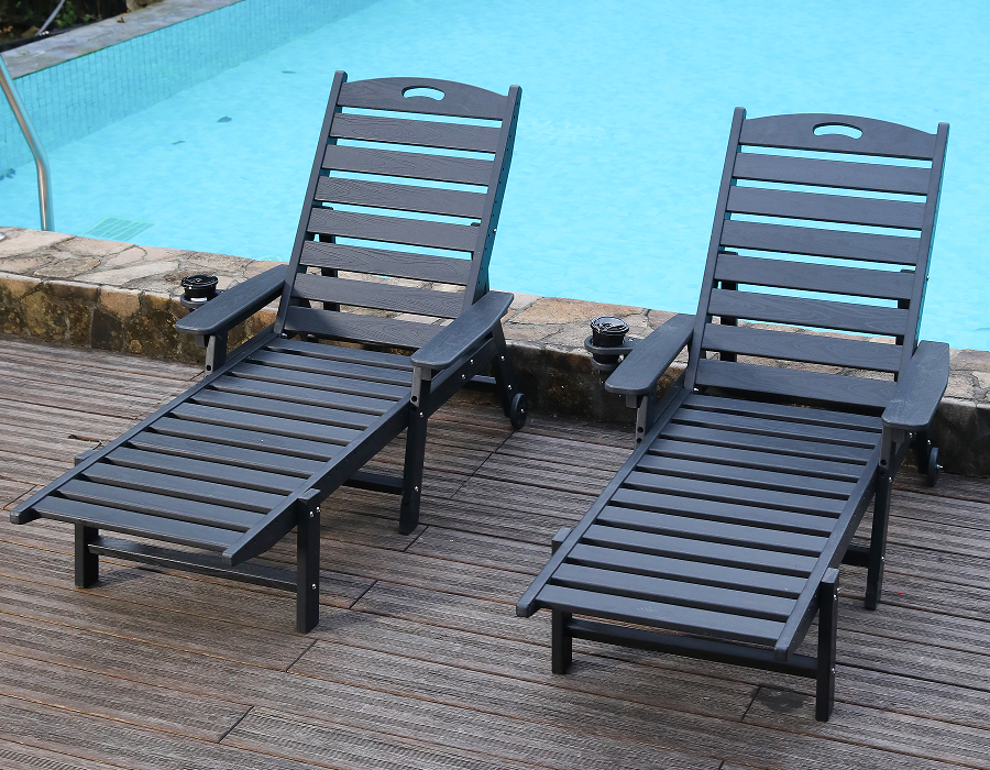 Jet Black II-Pack HDPE recubans Adirondack Cathedra Set