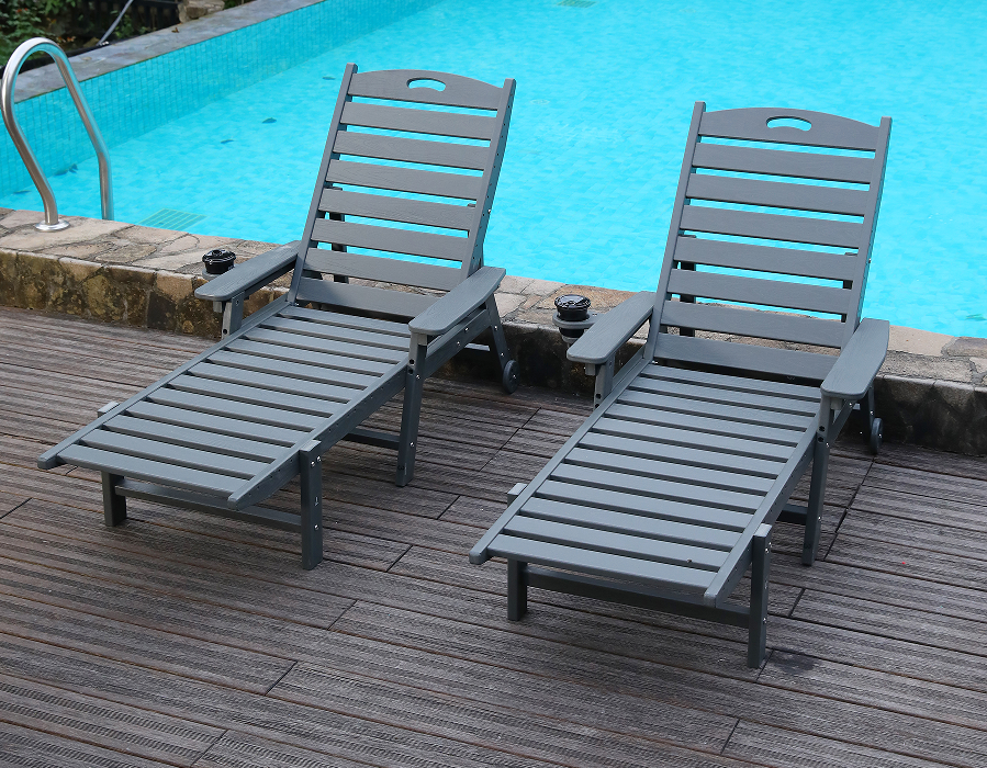 Tempestas Grey 2-Pack HDPE recubans Adirondack Lounge Set
